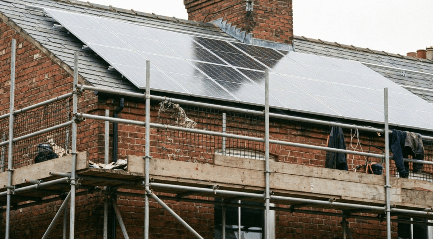 solar panel bird proofing scaffolding